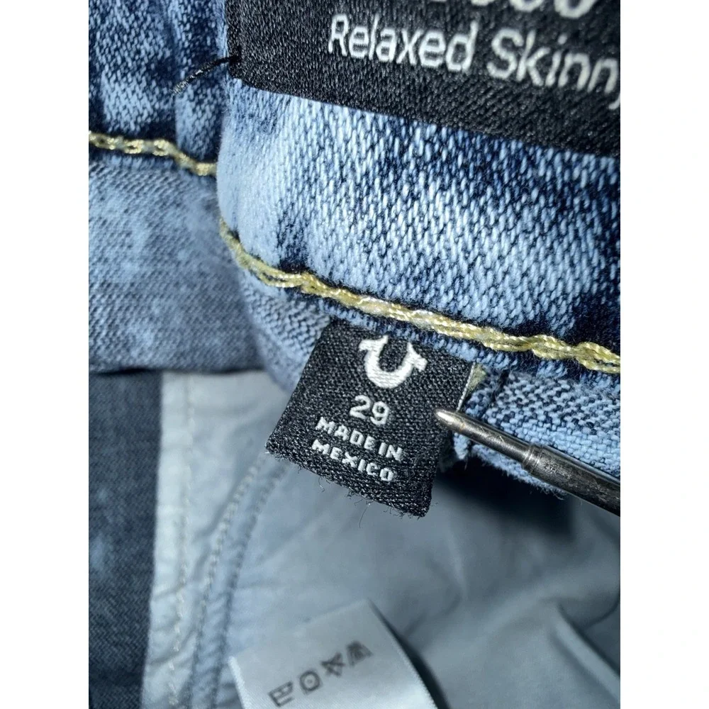 True Religion Jeans Rocco 29x34 Big T‎ Flap Pocket Relaxed Skinny Acid Wash